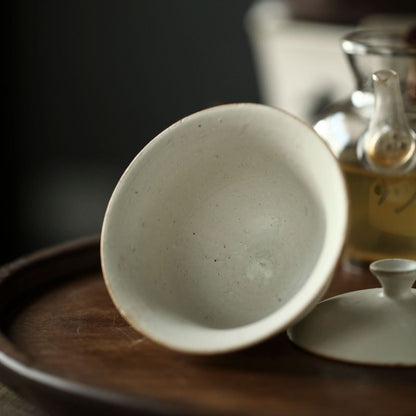 White Ceramic Gaiwan Tea Set with 2 Cups