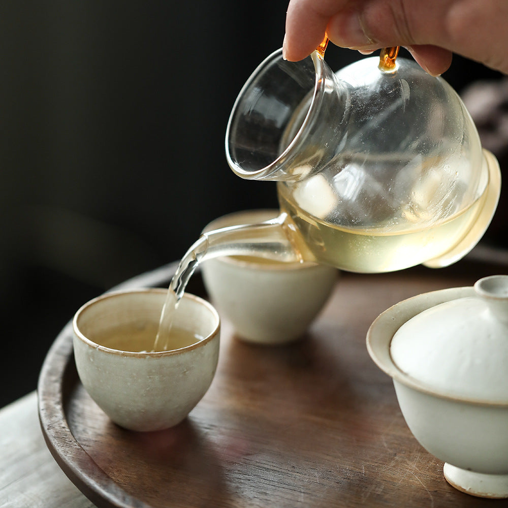 White Ceramic Gaiwan Tea Set with 2 Cups