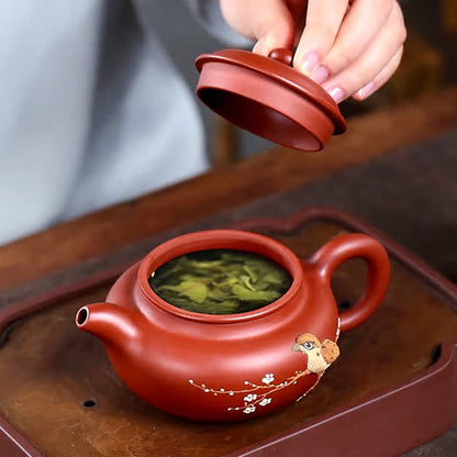 Bird Fanggu Yixing teapot, Zhuni clay 250ml