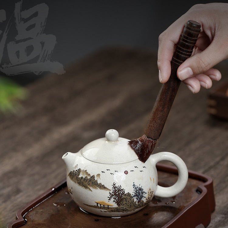 White Jade Duan Ni Clay Yixing Teapot + Landscape Art, Yaowen Xu 250ml