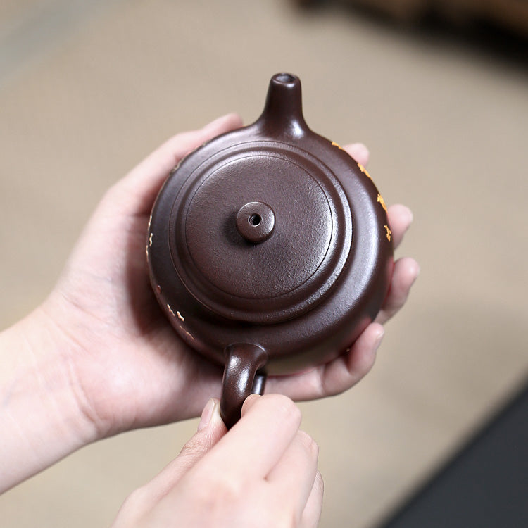 Grande set da tè Yixing in argilla viola + 2 tazze con arte del paesaggio, Lei Fan 260 ml