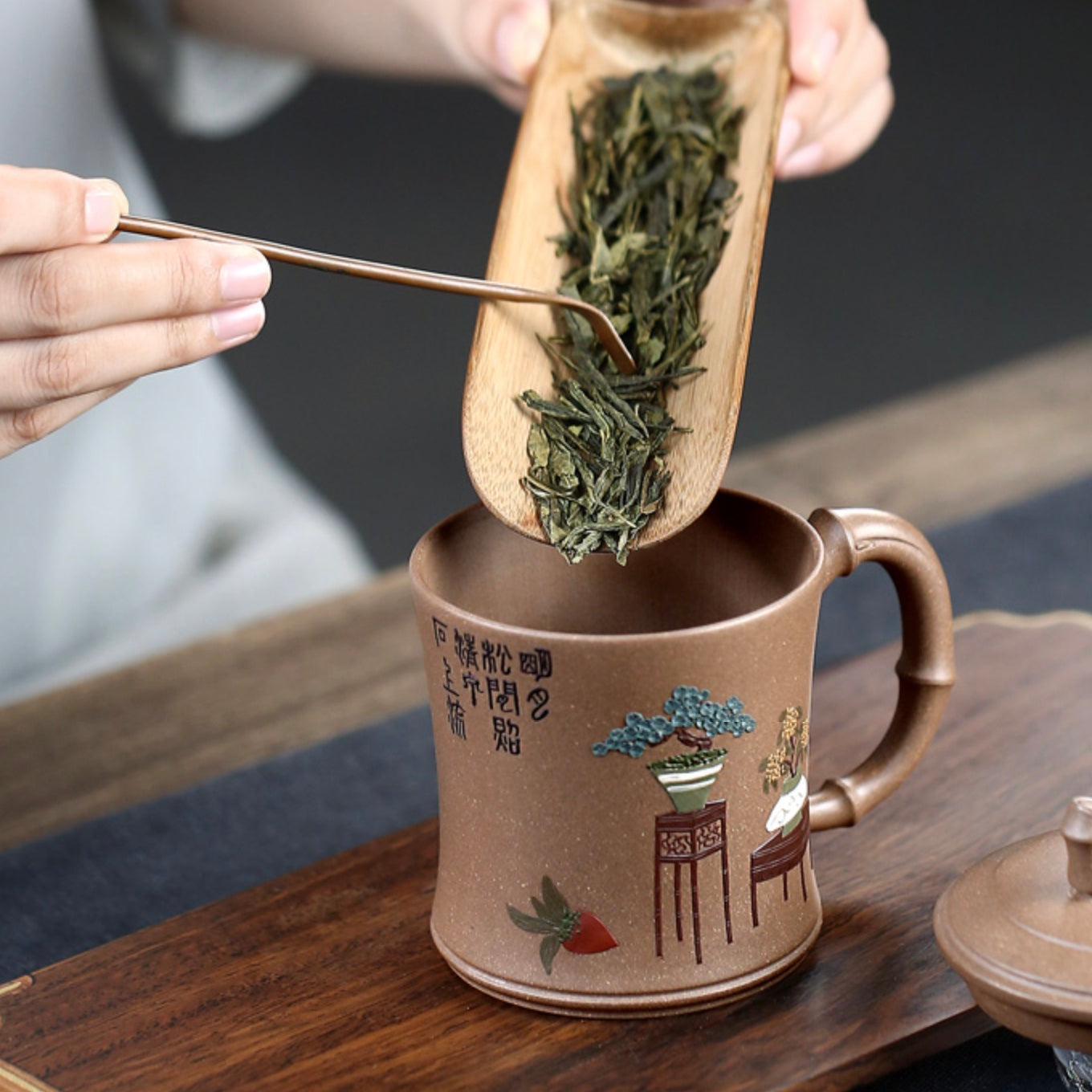 bamboo style yixing tea mug