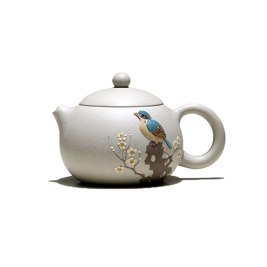 Bird Xishi Yixing Teapot, White Jade Duan Ni Clay, Yaowen Xu 250ml